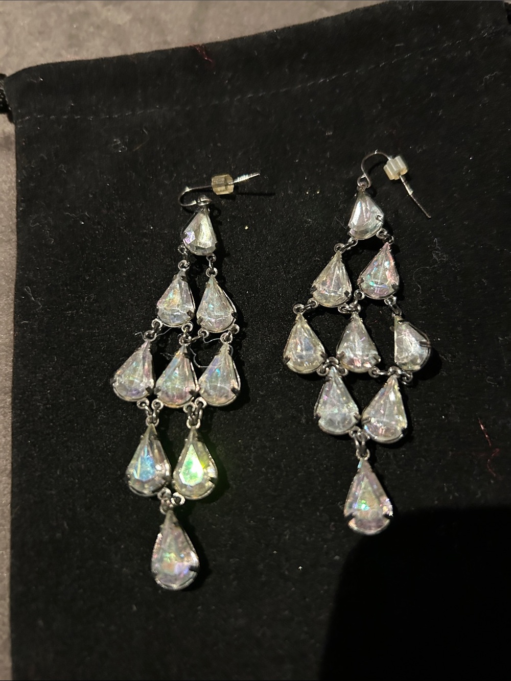Coach Crystal Teardrop Chandelier Earrings in Iridescent White